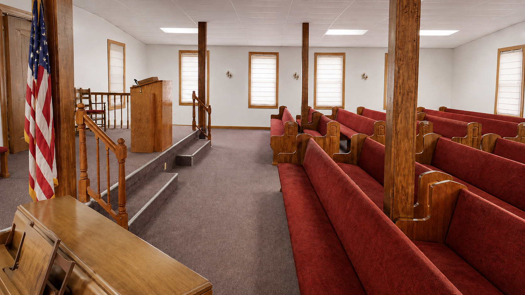The sanctuary at Kirk Memorial Baptist Church